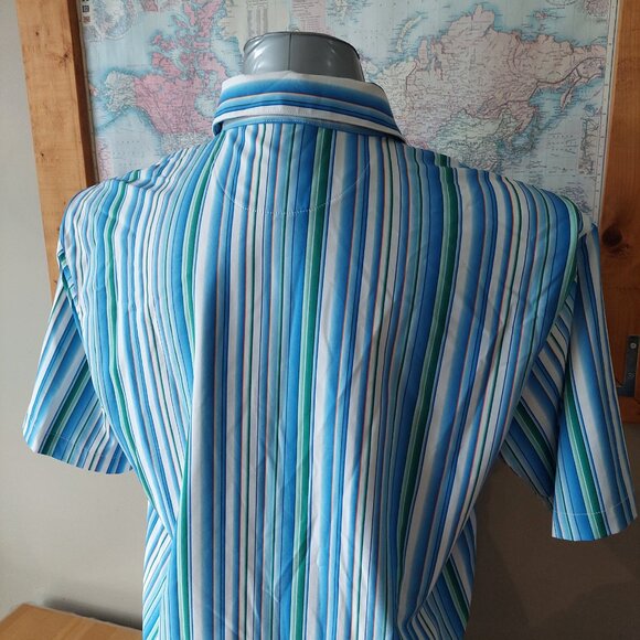 Nike Golf Dri Fit Striped Short Sleeved Button Front Shirt Men's Large - Picture 7 of 11